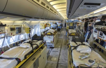 View of the Air Force Airbus A310 MRT Med Evac, Mediacal Evacuation. The MRT MedEvac Airbus serves