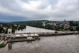 Ruhr floods near Essen-Kettwig, Ruhr reservoir, flooded Ruhr floodplains, floods on the Ruhr, after