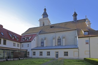 Gothic Wigberti Church with inner courtyard, St Wigberti, Anger, Erfurt, Thuringia, Germany, Europe