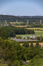 The Ruhr valley between Essen-Kettwig and Mülheim-Mintard, view to the west, Ruhr valley bridge of