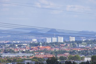 Cityscape Dresden, Unicampus, court, Zschertnitz and Saxon Switzerland with the Lilienstein,