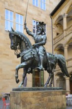 Equestrian statue of Count Eberhard im Bart, Eberhard I, Duke, bronze statue, art in public space,