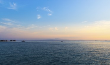 Blue sky over the sea in the marine reserve. Malaysia