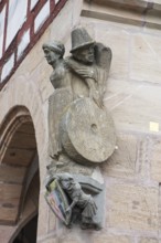 Sculpture at the historic town hall, Schwabach, Middle Franconia, Bavaria, Germany, Europe