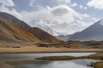 Lake, Lenin Peak, Pamir Mountains, Osh Province, Kyrgyzstan, Asia