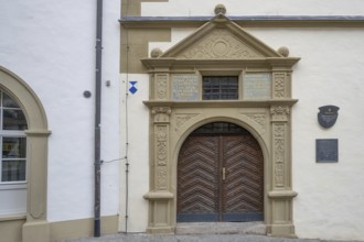 Entrance portal of the town hall, built from 1561 to 1563 in Renaissance style, Kaiserstr. 13,