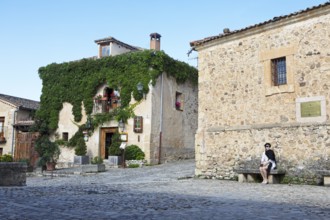 Plaza del Alamo in the medieval village of Pedraza, province of Segovia, Castile and Leon, Spain,