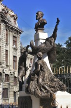 In the centre, monument to Eugeniu Carada near the National Bank building, Eugen Carada was the