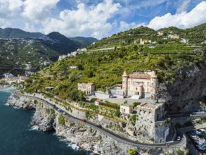 Maiori from a drone, Amalfi Coast, Salerno, Campania, Italy, Europe