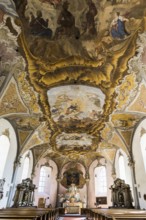 Interior view, St Michael's parish church, Piesport, Moselle, Rhineland-Palatinate, Germany, Europe