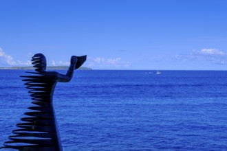 Sculpture Addio, sailor's woman, farewell, climate hiking trail, Mali Losinj, island of Losinj,