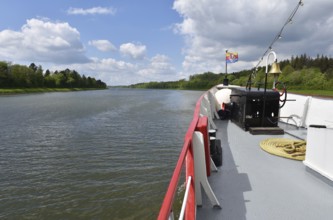 Trip on the paddle steamer, side-wheel steamer, Freya on the Kiel Canal, Kiel Canal,