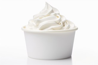 Cup with white soft serve ice cream. KI generiert, generiert, AI generated