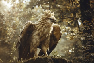 Mythical griffin bird in forest. Generative Ai, AI generated