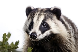 European badger sitting on the ground, AI generated