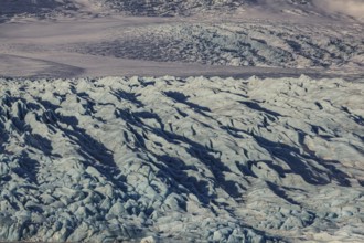 Glacier, crevasses, glacier tongue, detail, Vatnajökull, Iceland, Europe