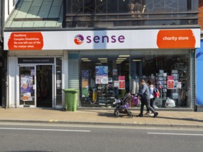 Sense charity shop on street in town centre of Ipswich, Suffolk, England, UK