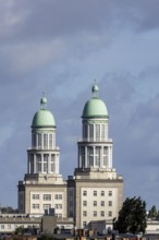 Towers at the Frankfurter Tor. The striking towers are part of the architectural ensemble of