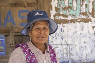 Close up portrait of local elderly Bolivian woman, Sud Chichas Province, Potosí Department,