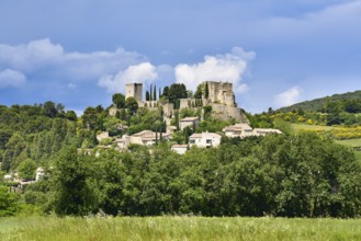 Commune of Roussas in the Département of Drôme in the Auvergne-Rhône-Alpes region with castle and