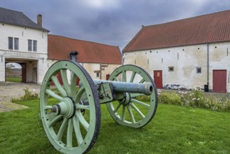 Cannon at Château d'Hougoumont, fortified farm, manor, defended by British troops during the 1815