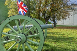 Replica of French Napoleonic war 6-pound cannon and Panorama at the Domain of the Waterloo 1815