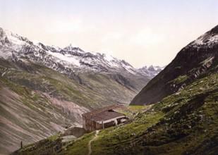 Ötztal, View from Hochjoch Hotel, with Wildspitze, Tyrol, formerly Austria-Hungary, Historical,