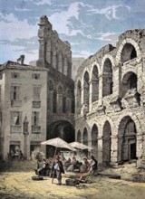 Merchant in the Arena in the centre of Verona, Italy, digital reproduction of an original 19th