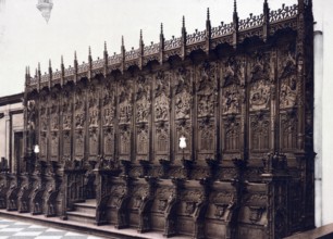 Louvain. The church of St Gertrude. Les Stalles à Droite, Belgium, Historical, digitally restored