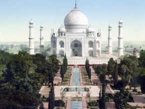 The Taj Mahal in Agra, India, 1890, Historical, digitally restored reproduction from a 19th century