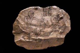 Ostracon depicting Ramses IV in a chariot, 20th Dynasty, New Kingdom from the exhibition: Ramses