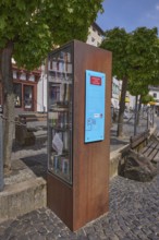 Public bookcase for exchanging books in Adenau, Eifel, district of Ahrweiler, Rhineland-Palatinate,