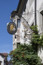 Inn sign of the Gasthof zum Bären in the old town centre of Meersburg on Lake Constance, Lake