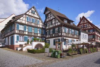 Half-timbered houses on Victor-Kretz-Strasse in Gengenbach, Black Forest, Ortenaukreis,