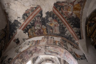 Interior, Romanesque frescoes, Old Parish Church of the Assumption of the Virgin Mary, Scena, South