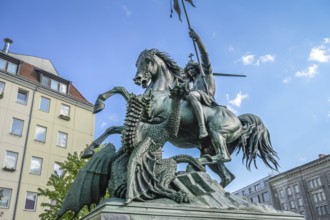 Monument to St George the Dragon Slayer, Propststraße, Nikolai Quarter, Mitte, Berlin, Germany,