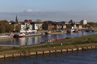 View of Ruhrort harbour and Mercatorinsel, Duisburg-Ruhrort, North Rhine-Westphalia, Germany,