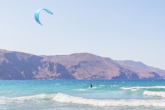 Kitesurfing, Episkopi beach, Rethymno, Crete, Greek Islands, Greece, Europe