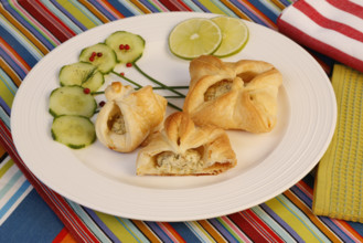 Southern German cuisine, trout cream in puff pastry, starter, fish dish, baked, from the oven,