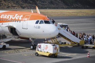 Lisbon, Portugal - September 2, 2023: Passenger boarding easyJet Airbus A321-251N passenger plane