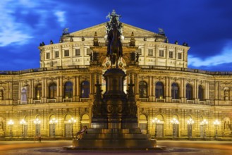 Theatre Square with Semper Opera House and King John Monument, Dresden, Free State of Saxony,