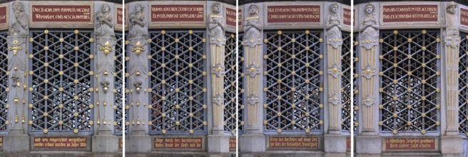 Four detailed views of the Wismar waterworks, built in 1861, market square, Wismar,