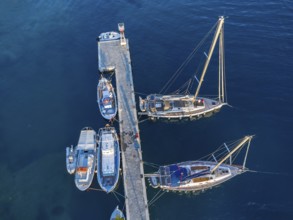 The small fishing harbour in Katapola, Amorgos, Cyclades, Greece, Europe