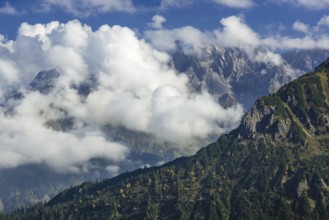 Central main ridge of the Allgäu Alps from the Fellhorn, Oberstdorf, Allgäu, Bavaria, Germany,