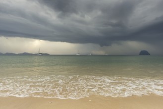 Sunset at Charlie Beach, Koh Mook Island, Andaman Sea, Thailand, Southeast Asia, Asia