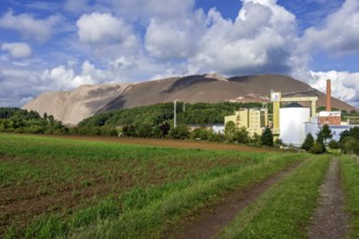 K & S potash plant, potash and salt mine with Monte Kali, Kaliberg or Kalimandscharo, overburden