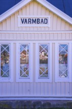 Varmbad, facade detail of the warm bathhouse in Fjällbacka in Bohuslän, Västra Götalands län,