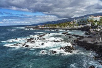 Seawater swimming pool and beach of San Telmo on the coast of Puerto de la Cruz, Tenerife, Canary