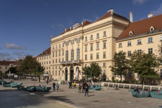 Inner courtyard of the MuseumsQuartier MQ in Vienna, Austria, Europe