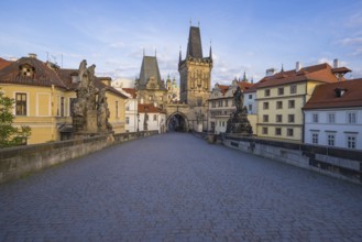 Charles Bridge, Lesser Town Bridge Tower, UNESCO World Heritage Site, Prague, Czech Republic,